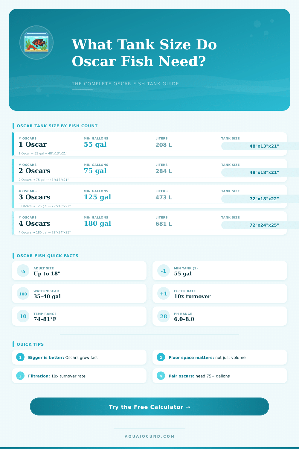 Oscar Fish Tank Size Calculator – Find the Right Aquarium Size