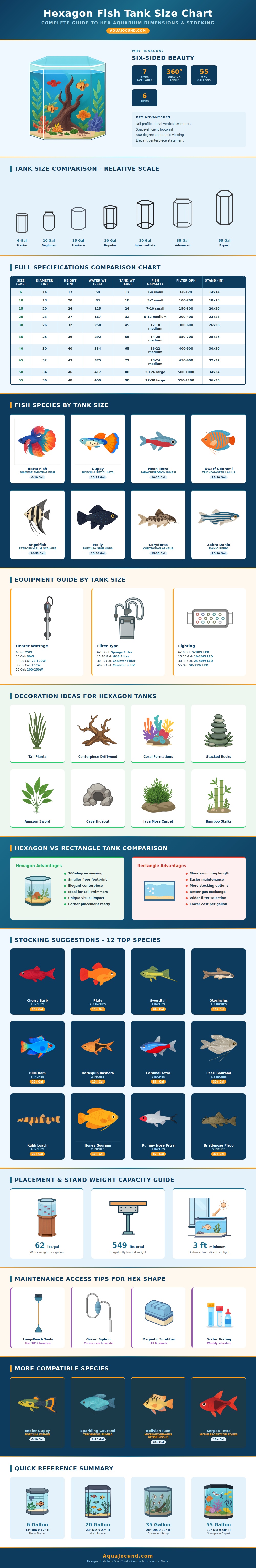 Hexagon Fish Tank Size Chart
