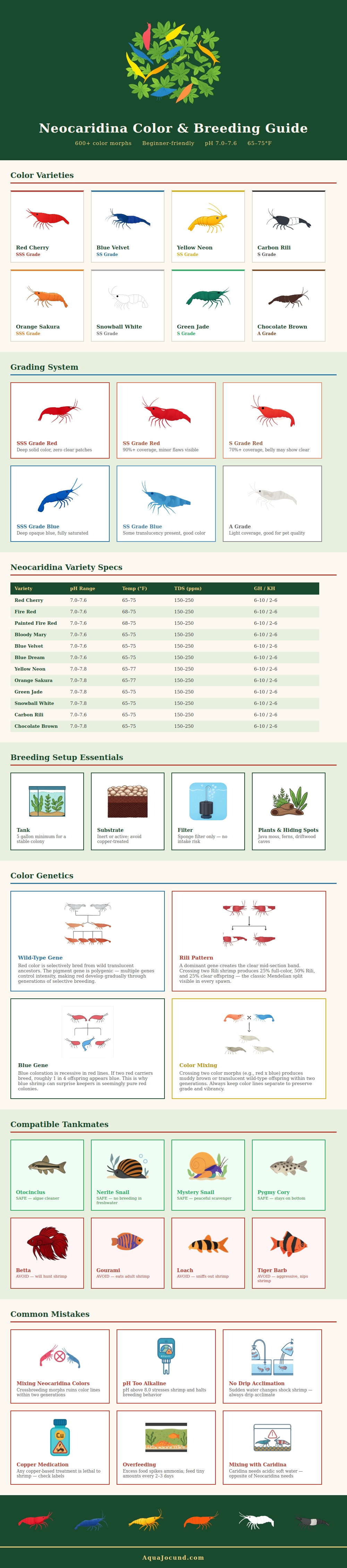 Neocaridina Shrimp Color Breeding Chart