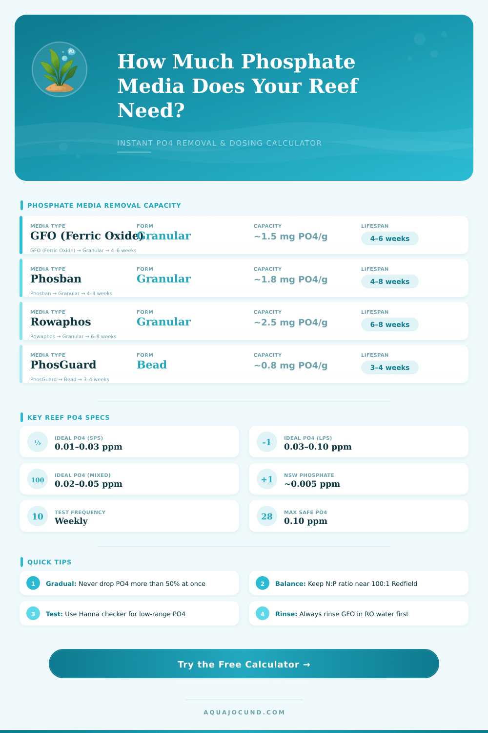 Phosphate Calculator Reef Tank: PO4 Dosing & Removal