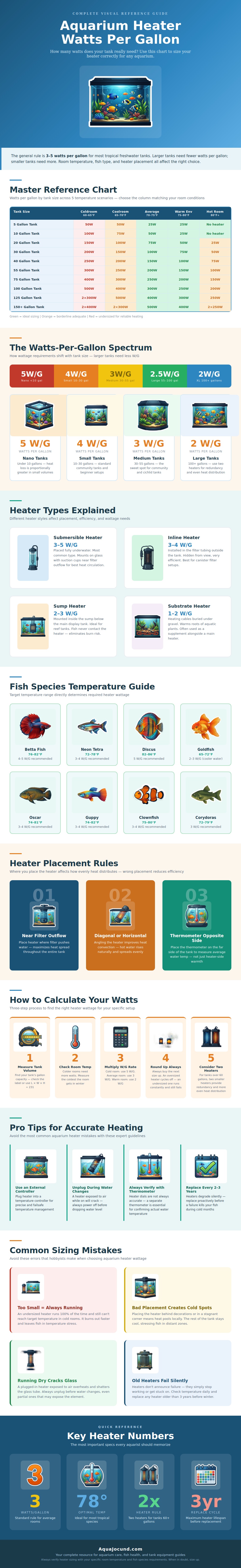Aquarium Heater Watts Per Gallon Chart