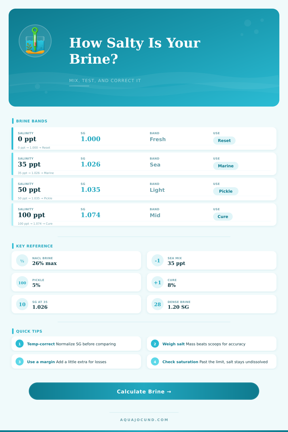 Brine Salinity Calculator | ppt, wt% and SG