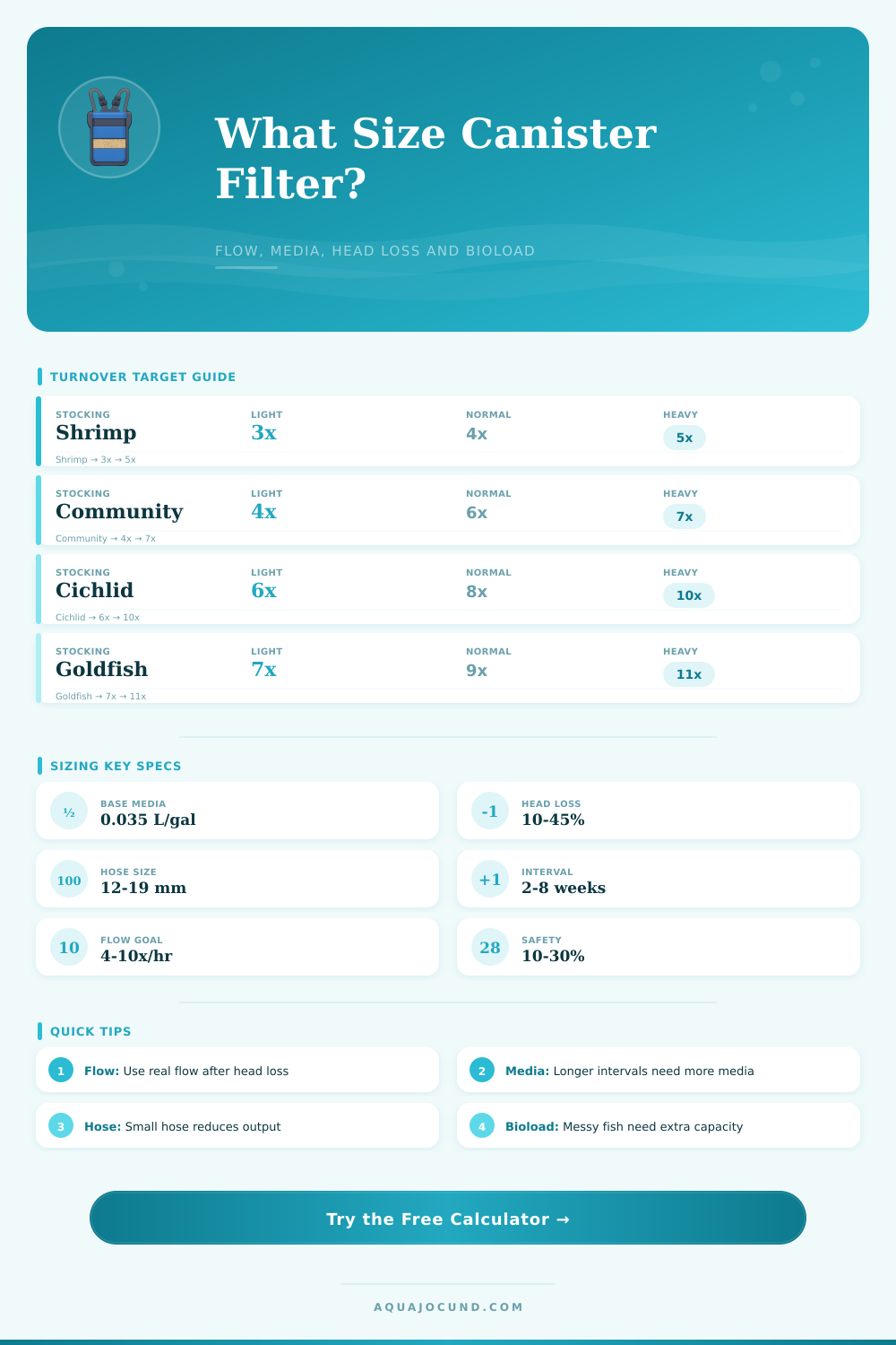 Canister Filter Size Calculator