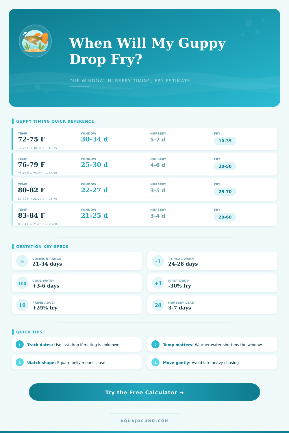 Guppy Gestation Calculator