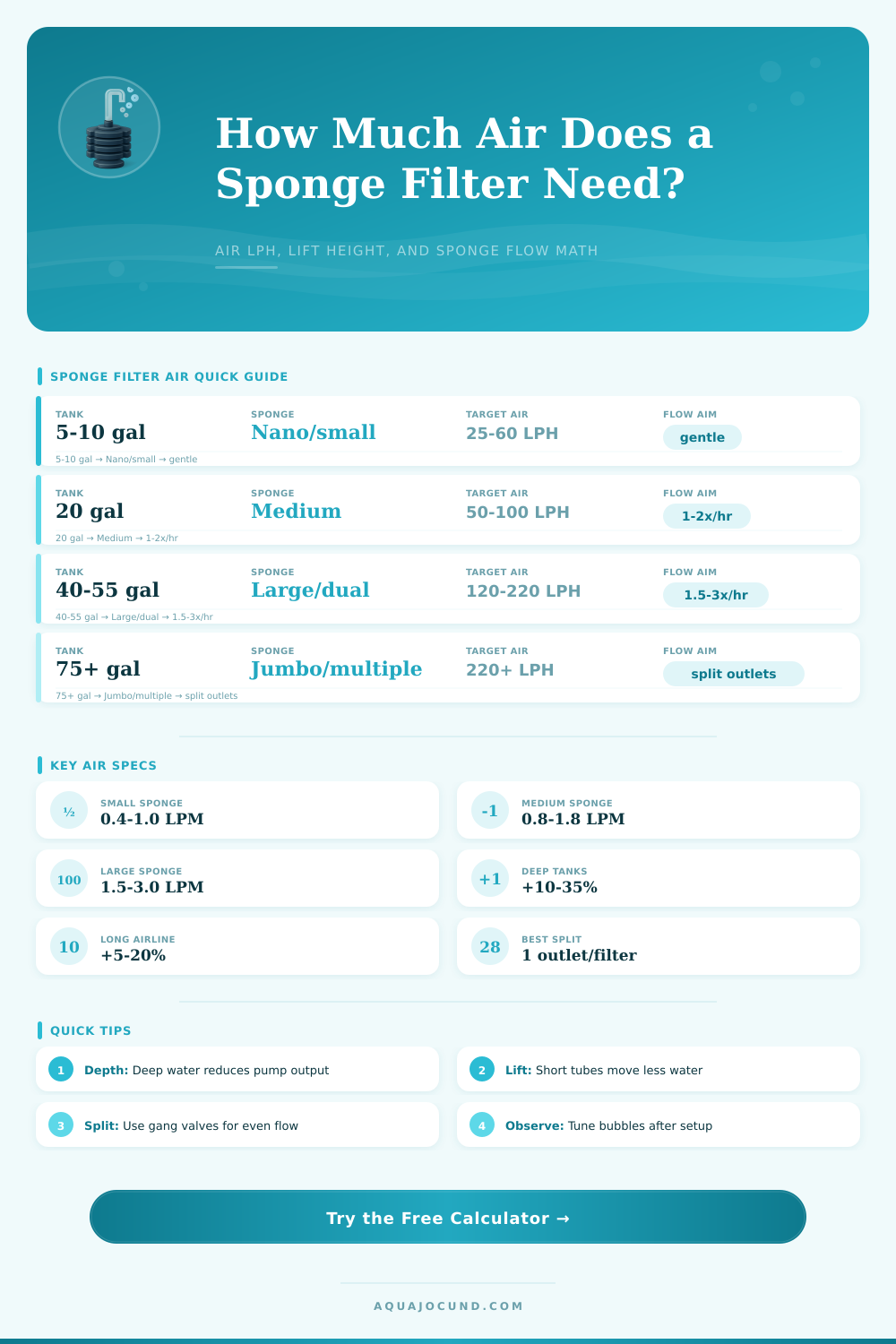 Sponge Filter Air Requirement Calculator
