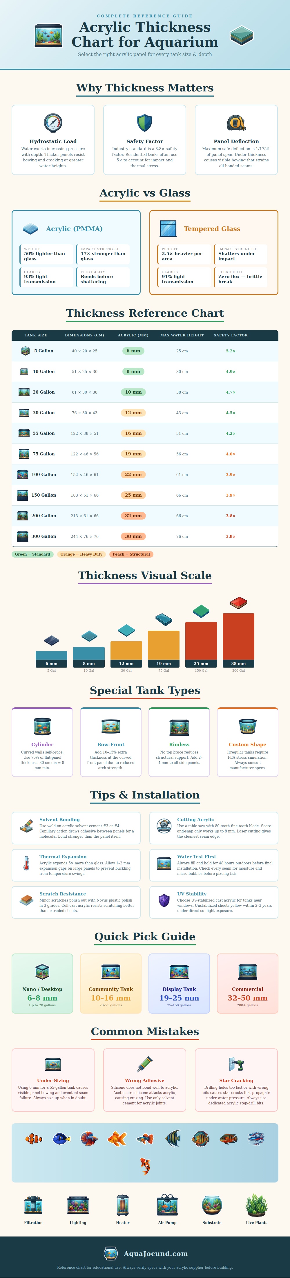 Acrylic Thickness Chart For Aquarium