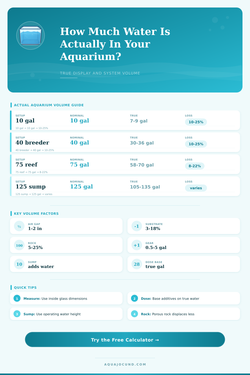 Actual Water Volume Calculator Aquarium
