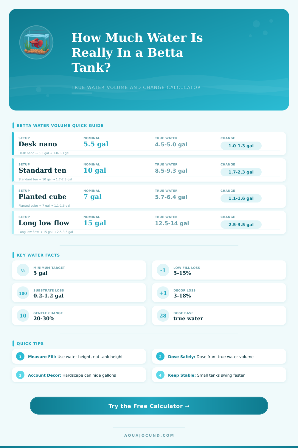 Betta Water Volume Calculator – True Tank Water