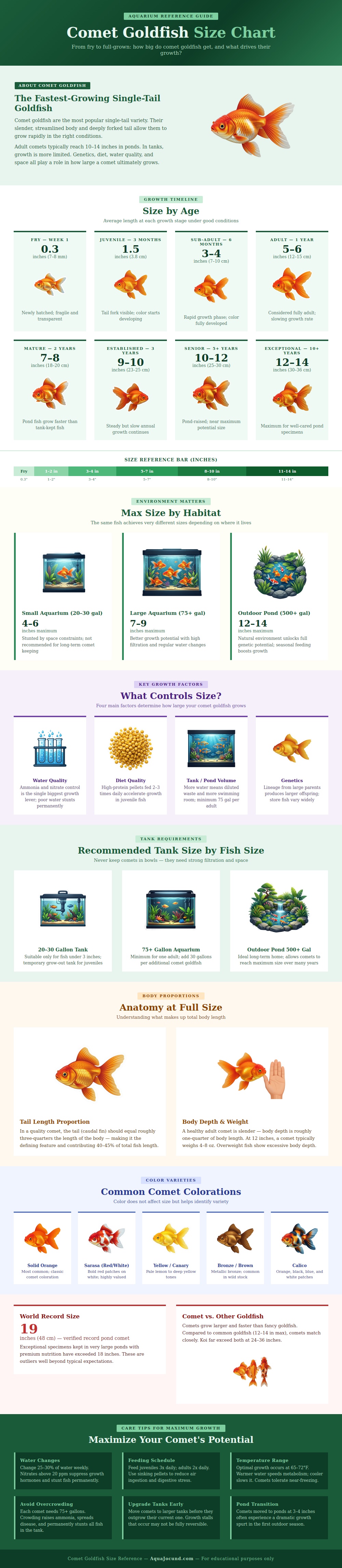 Comet Goldfish Size Chart
