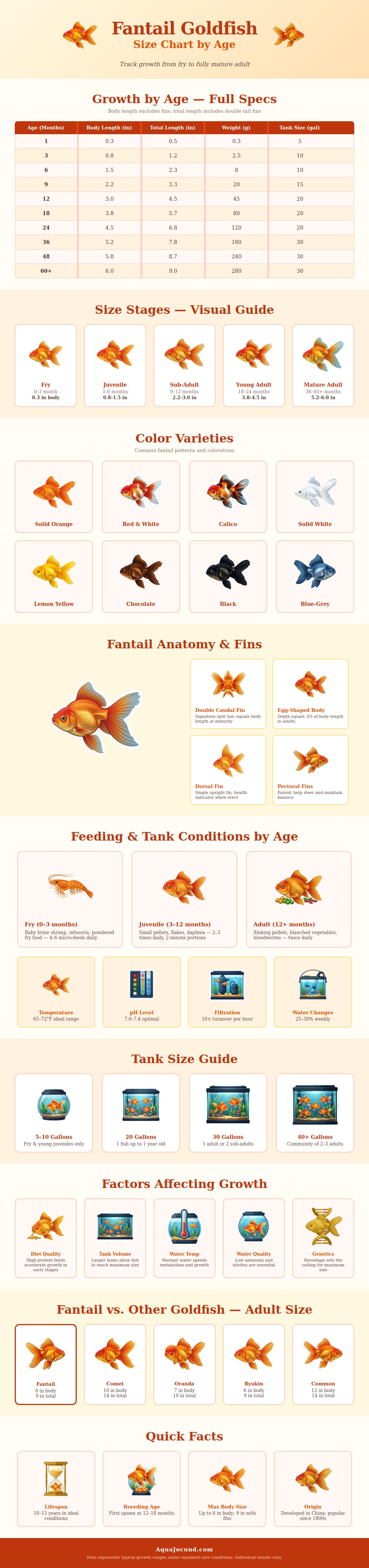Fantail Goldfish Size Chart