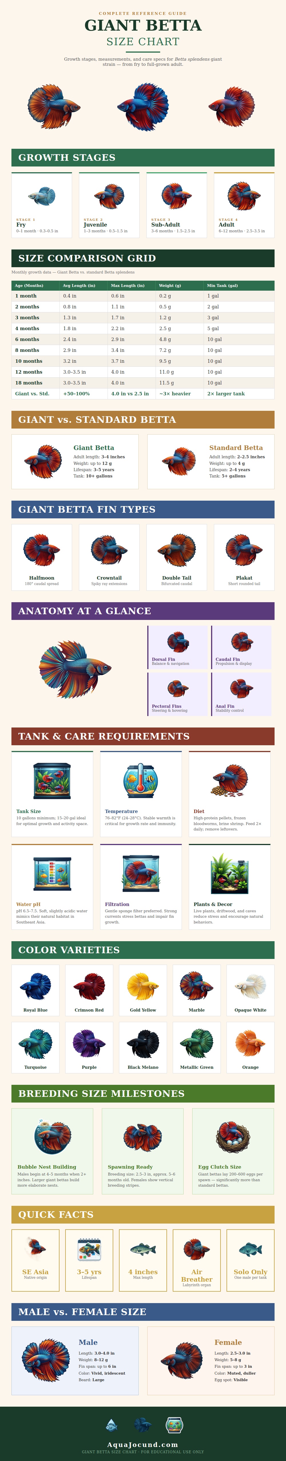 Giant Betta Size Chart