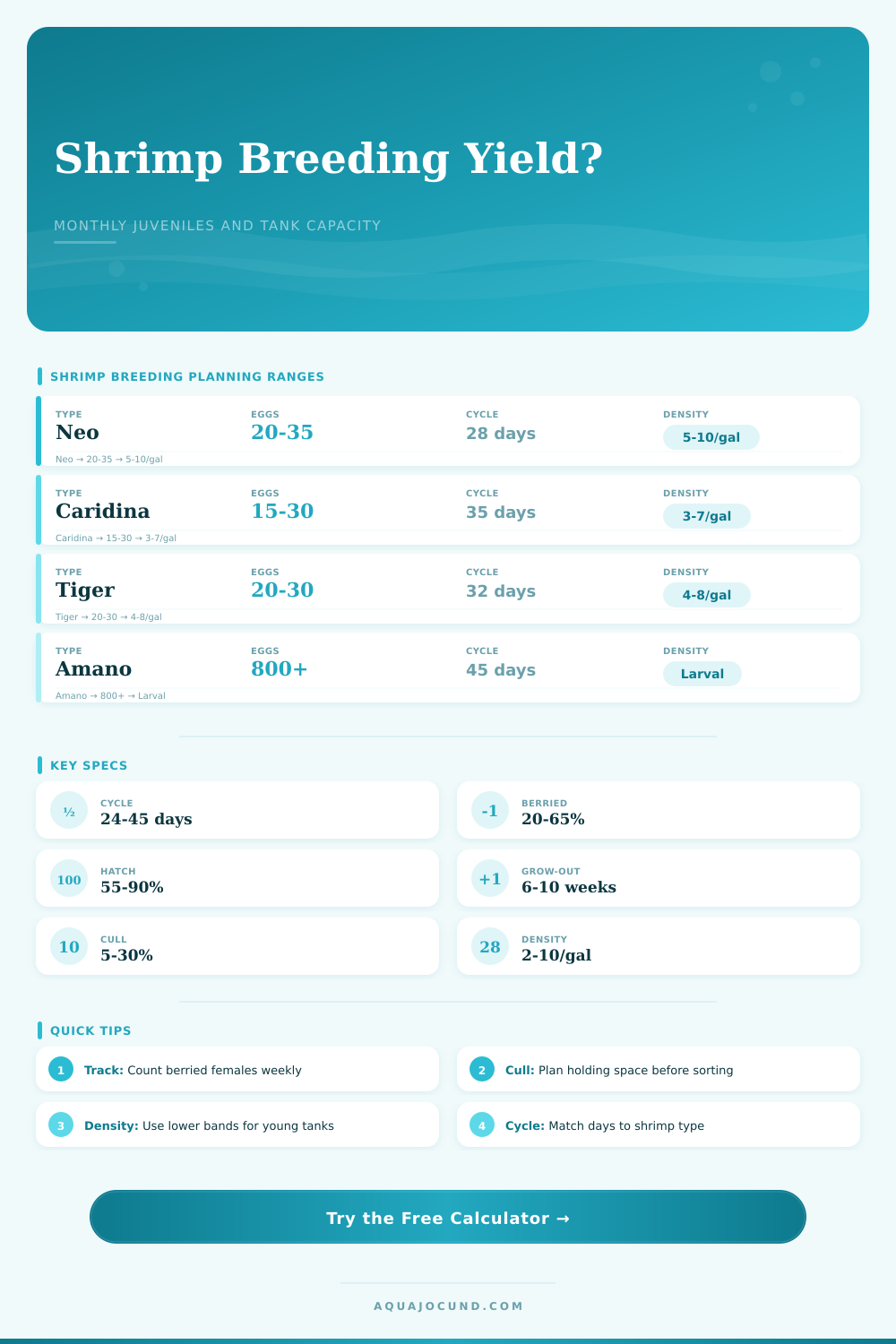 Shrimp Breeding Yield Projection Calculator